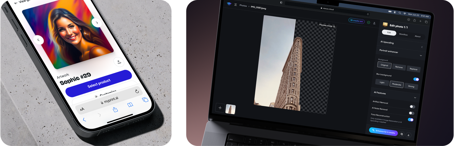 A mockup of MyPrint and Viesus Cloud