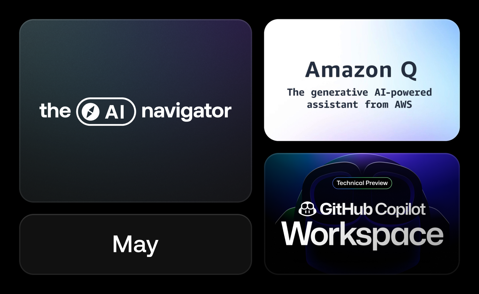 The AI navigator May 2024. Amazon Q and Github Copilot Workspace